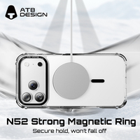 Étui de téléphone magnétique en métal transparent de luxe de haute qualité en TPU+PC avec anneau électroplaqué, compatible avec la charge sans fil, étanche pour 17/16