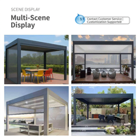 Pergola en alliage d'aluminium pour patio extérieur, auvent rétractable intelligent, résistant au vent, avec lames orientables et éclairage intégré