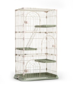 Cage de sports en acier inoxydable pour chat, idéale à l'intérieur ou à l'extérieur, cage métallique à trois niveaux, convient aux animaux de compagnie, vente en gros