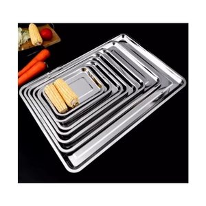 Unbreakable 304 <b>Stainless</b> <b>Steel</b> <b>Tray</b> Rectangular Metal Food Serving <b>Tray</b> for Backing, Cooking - Product Image 4
