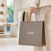 Tas Kertas LOGO Custom untuk Bawa Pulang, Tas Belanja Pakaian Cetak, Tas Sepatu Kertas Kraft Putih Coklat dengan Pegangan