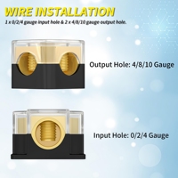 Tekne Stereo Amfi Dağıtım Bloğu Ayırıcısı, 2 Yollu 0/2/4 Ölçülü Giriş, 4/8/10 Ölçülü Çıkış, Araba Ses Sistemleri için 12V Güç Dağıtım Bloğu