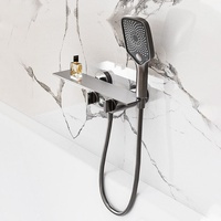 Robinet de baignoire mural en laiton gris anthracite avec affichage numérique LED pour le remplissage de la baignoire