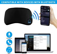Masque de sommeil avec écouteurs à dents bleues, bandeau mains libres de voyage lavable, haut-parleurs latéraux et Microphone intégrés