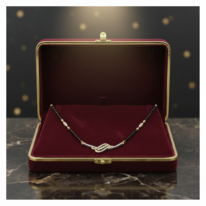 Pendentif minimaliste en perles et zircon, bijoux à porter au quotidien pour femmes, mangalsutra indien traditionnel, plaqué or, chaîne de perles noires - Product Image 3