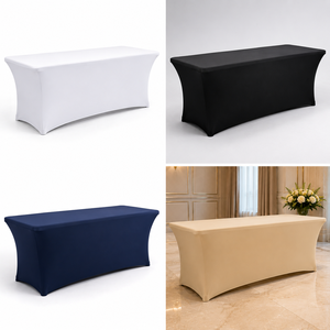 Commercial Grade Navy 72 Inch Spandex <b>Table</b> <b>Cover</b> Stretch Fitted <b>Waterproof</b> Heat Resistant Eco-Friendly Durable Reusable - Product Image 1