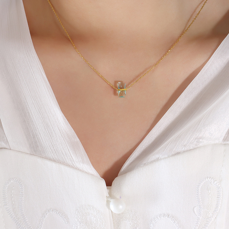 Collier de zircons aigue-marine de mars