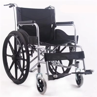 Kursi Roda Manual Lipat Portabel Berkualitas Tinggi dengan Ban Padat 24 Inci dan Sandaran Tangan untuk Lansia & Penyandang Disabilitas
