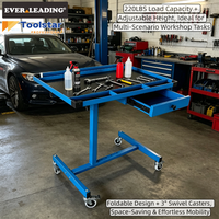 Chariot de rangement robuste en métal réglable avec tiroir, plateforme et roulettes pivotantes verrouillables de 3 pouces, capacité de charge de 220 lb