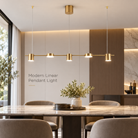 Luminaire suspendu moderne à 5 têtes en or, LED 35W, pour salle à manger, îlot de cuisine, bar, comptoir, restaurant, salon