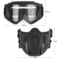 Ensemble de masques tactiques Lentille épaissie de 3mm Masque d'entraînement Airsoft Demi-masque de moto avec lunettes à changement de couleur