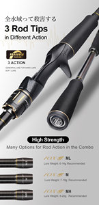 Canne à pêche et moulinet HASIDA Black <span class=keywords><strong>Fox</strong></span> en gros – Combo le plus vendu en carbone pour leurres, pêche au bar en rivière, canne de voyage 2,1m-2,4m Dureté MH/H - Product Image 4