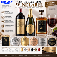 Étiquettes de vin en métal de luxe avec logo HUAMAO, aspect et toucher haut de gamme, imperméables et résistantes aux rayures