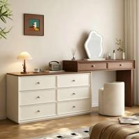 Coiffeuse moderne en pin massif, style crème, durable et écologique, avec tiroirs escamotables pour chambre et appartement