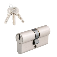 Serrure de porte à cylindre en laiton massif à 5 goupilles haute sécurité FEIHUAN pour porte en bois, entraxe 60 mm, nickelée, 3 clés