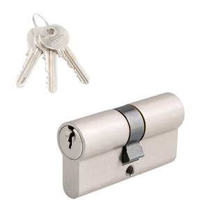 Serrure de porte à cylindre en laiton massif à 5 goupilles haute sécurité FEIHUAN pour porte en <span class=keywords><strong>bois</strong></span>, entraxe 60 mm, nickelée, 3 clés - Product Image 1