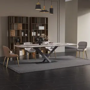 Modern 6-Seat Dining Table with 4 Chairs Ready for 8 Person Empty Complemented with Sofa and Kitchen Dining Set