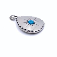 Pendentif Aigle Thème Acier Inoxydable avec Incrustation Turquoise Sertie en Bezel 4,7 cm de Haut Collier Cadeau pour Homme
