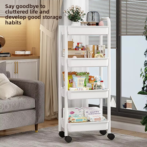 Chariot de rangement moderne à plusieurs niveaux Organisateur de sol de cuisine en plastique pour nettoyer les collations de bébé Salle de bain Toilette Support de rangement - Product Image 2