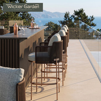 Chaise de bar moderne personnalisée, imperméable, pour l'extérieur, avec pieds en aluminium et en corde, pour hôtel, restaurant, maison d'hôtes, balcon