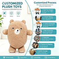 Fabricant de jouets en peluche personnalisés en forme d'ours rond de dessin animé, poupée en peluche d'ours simple avec logo personnalisé pour cadeau promotionnel