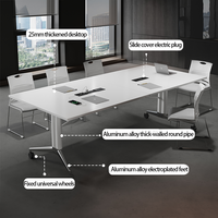 Table de conférence moderne de luxe haut de gamme E0, grande table de bureau, table d'école convertible, extensible, en bois, modulaire, pour salle de réunion