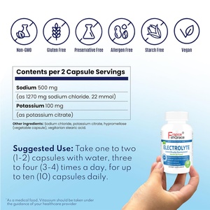 แคปซูลอิเล็กโทรไลต์ใหม่สำหรับการควบคุมการบริโภคโซเดียมสูง รสจืด 100 แคปซูล อาหารเสริมอิเล็กโทรไลต์ - Product Image 3