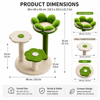 Arbre à chat multi-niveaux en forme de fleur, robuste et écologique, avec poteaux à gratter en sisal et structure en velours, emballage en carton