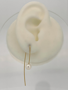 Pendientes de enhebrador de perlas de agua dulce de oro auténtico de 14 quilates, diseños minimalistas de uso diario, estilo moderno para mujeres para bodas y fiestas - Product Image 4