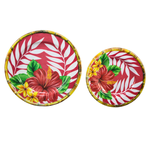 Juego de Vajilla de Melamina con Diseño de Hojas de <span class=keywords><strong>Palma</strong></span> Tropicales, Plato y Tazón Rojos y Verdes de Verano, Venta al por Mayor Directa de Fábrica - Product Image 4
