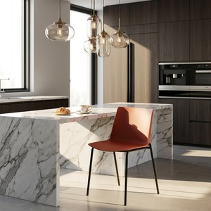 Silla Nórdica <span class=keywords><strong>de</strong></span> Plástico Apilable con Respaldo Ergonómico Minimalista Reforzado con Nervaduras Cruzadas, <span class=keywords><strong>de</strong></span> Polipropileno, para Cocina, Isla, Oficina en Casa y Estudio - Product Image 6