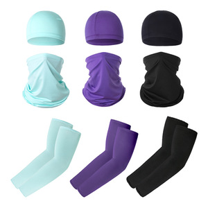 Summer <b>Sunscreen</b> Sports Face Mask Ice Silk Sleeves Hat Set Breathable Quick Drying Cycling Outdoor Gear Adult Unisex - Product Image 2