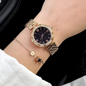 Montre à quartz en acier inoxydable pour femmes, montre à quartz de luxe, diamant en moissanite, bracelet en cuir brillant, alliage, verre, montres pour femmes - Product Image 3