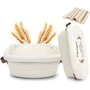 Panier à pain ovale en corde de coton Feagar, réutilisable, pour la levée de la pâte et la cuisson - Product Image 1