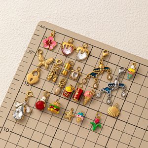 Nuevas <span class=keywords><strong>hamburguesas</strong></span> de comida a prueba de agua, patatas fritas, helado, corazón de circón, bolso de joyería de acero inoxidable, encanto para mujeres y niños - Product Image 3