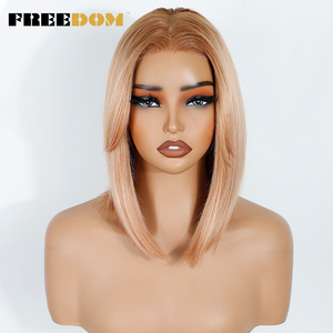 <span class=keywords><strong>Parrucca</strong></span> Sintetica FREEDOM da 12 Pollici per <span class=keywords><strong>Donna</strong></span>, Bob Corto con Pizzo Trasparente, Pre-Piumata e Pre-Tagliata, Remy Bianca Rosa Arancione per Cosplay - Product Image 3