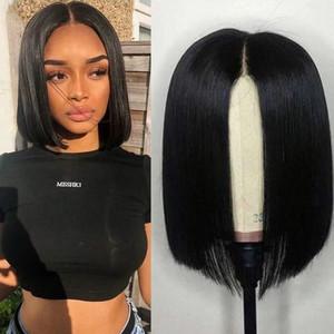 Nouvelle perruque bob noire pour femme, raie au milieu, courte et droite, synthétique, pleine, avec bonnet de simulation réaliste - Product Image 2