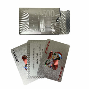 Diseño de Cartas de Juego de 500 <span class=keywords><strong>Euros</strong></span>, Cartas de Juego Personalizadas, Impermeables, de Plástico, con Lámina Plateada, para Póker - Product Image 1