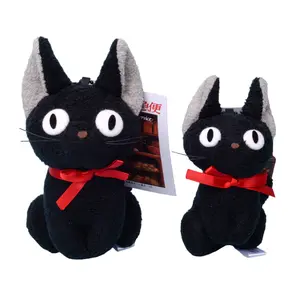 MB1 seri Halloween kartun kreatif mainan kucing hitam mewah, boneka mainan kucing hitam, mainan hewan kucing hitam