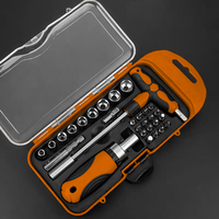 Ensemble de tournevis à cliquet multifonctionnel rétractable en acier au chrome-vanadium avec jeu de embouts et outils de réparation.