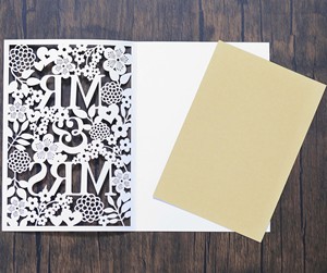 <span class=keywords><strong>Carte</strong></span> d'invitation de mariage de luxe découpée au laser avec vernis mat, motif floral ajouré, personnalisable pour Monsieur et Madame - Product Image 5