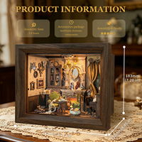 Hmaileon Kit de puzzle 3D en bois Glimmer Hall, kit de montage de cadre photo DIY, kit de maison miniature avec lampe LED, décoration intérieure