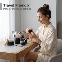 Pot cosmétique vide en plastique noir givré 5g 15g 50g, pot à crème noir mat avec bouchons en plastique imitation bois