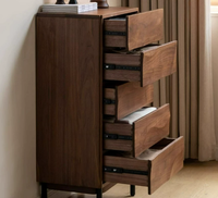 Meuble TV moderne de luxe et armoire de rangement en bois noir, style contemporain léger pour salon et chambre à coucher