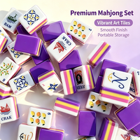 Ensemble de Mahjong Américain de Luxe Moderne Personnalisé Artistique 160 Pièces NMJL Standard Tuiles de Mahjong Acryliques Colorées Peintes à la Main pour Hobby