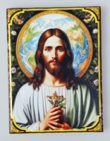 Ensemble de sous-verres en céramique écologiques religieux, design artistique chrétien Jésus, résistant à la chaleur, décoration d'intérieur, tapis de boisson, cadeaux en gros