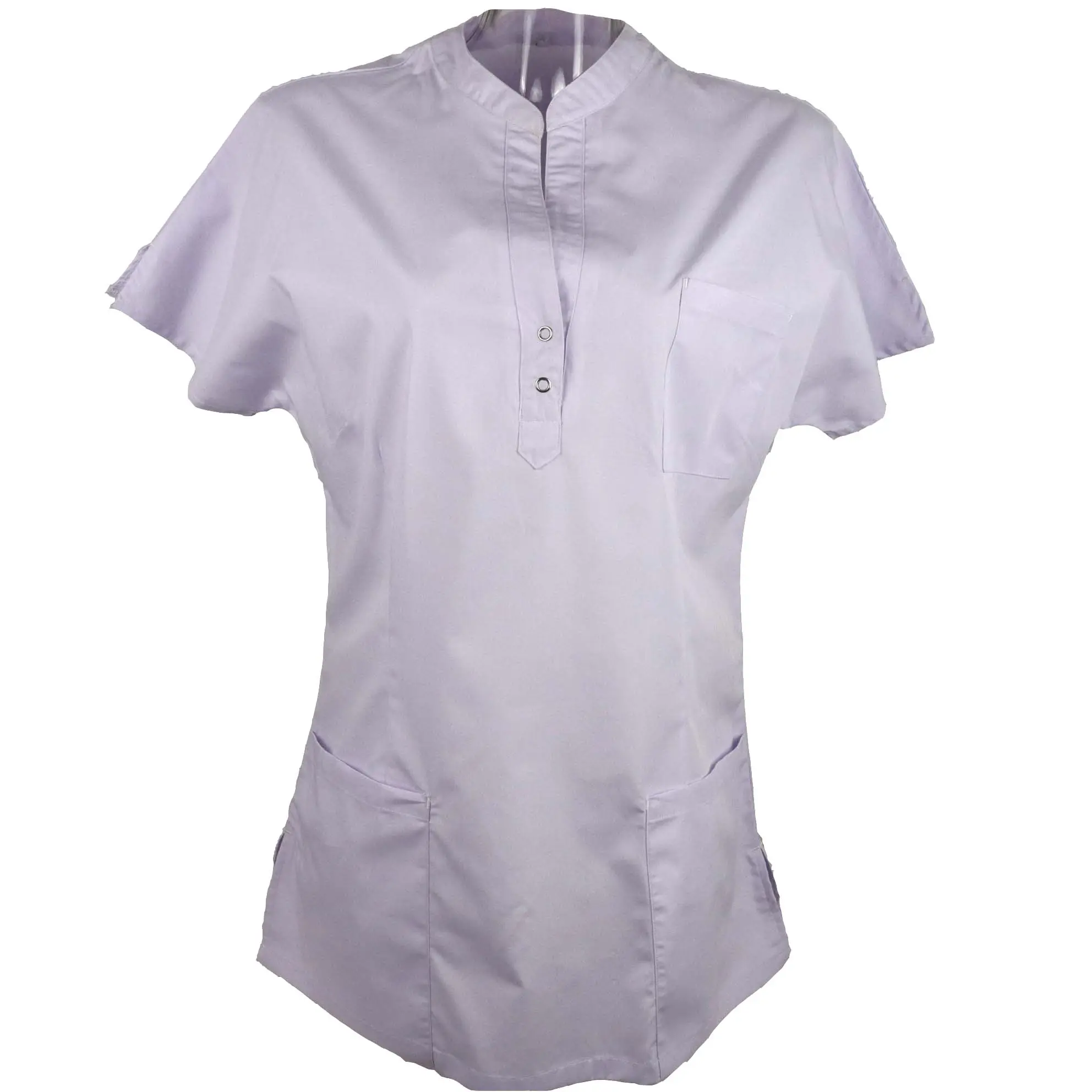 Camiseta blanca con botones de diseño elegante, uniformes de belleza para médicos, enfermeras y dentales