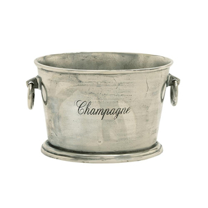 Seau à champagne en métal avec poignées latérales, finition argentée vintage, refroidisseur de boissons pour bar, fête, hôtel, restaurant - Product Image 1