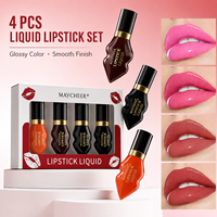 En stock – Lot de 4 rouges à lèvres hydratants longue tenue – Prix de gros – Fourniture en vrac – Maquillage des lèvres OEM ODM – Rouge à lèvres liquide