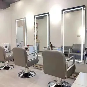 Furnitur salon kecantikan, cermin penata led panjang penuh stasiun Cermin salon emas